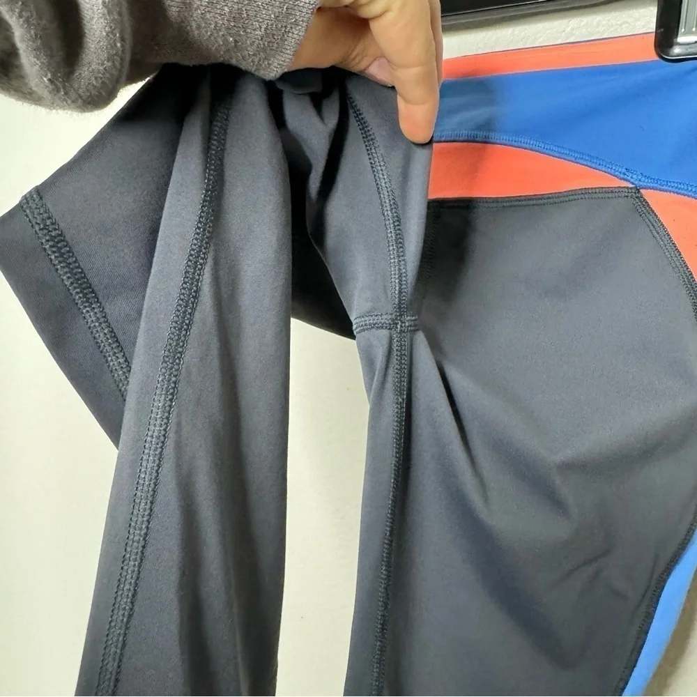 Ivivva by Lululemon Girls Leggings 12 Gray Blue Orange Colorblock Dance Gym